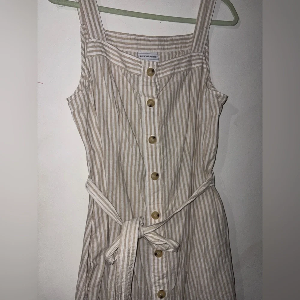 Liz Claiborne Beige Striped Midi Dress - Picture 3 of 9